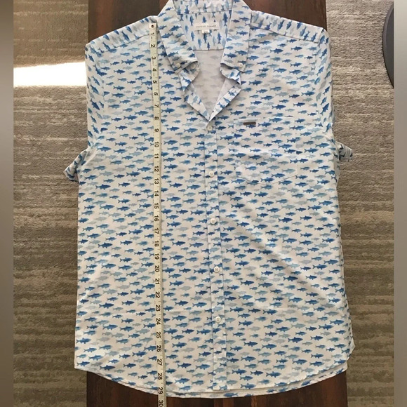 VINTAGE SUMMER
Fish Print Short Sleeve Shirt In White XXL - Picture 4 of 7